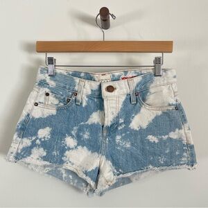 Alice + Olivia Blue and White Tie-Dye Jean Shorts